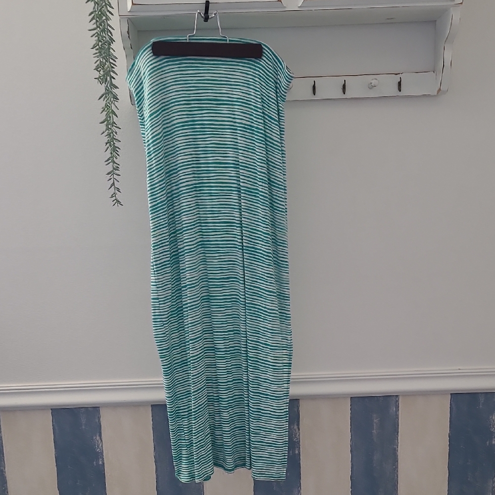 Striped Teal and White Maxi Dress
